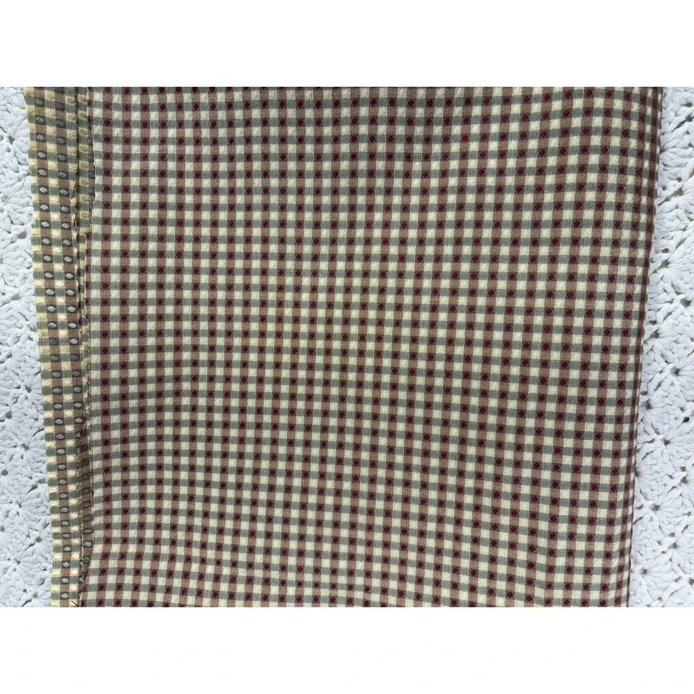 Fabric Vintage Gold Green Rust Check Reversible Remnant 54
